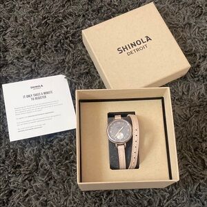 Shinola Gold/Grey/Pale Pink Watch with Double-Wrap Design